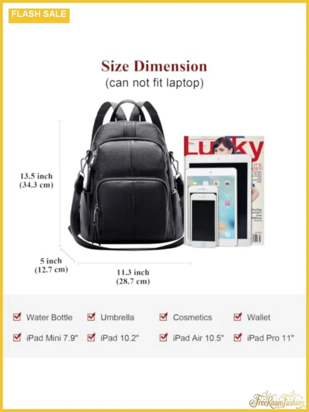 Genuine Leather Convertible Backpack for Women Anti-Theft Daypack
